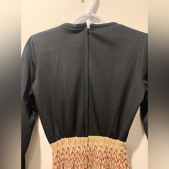 Vintage 70s Black & Woven Bohemian Maxi Dress - Picture 14 of 14